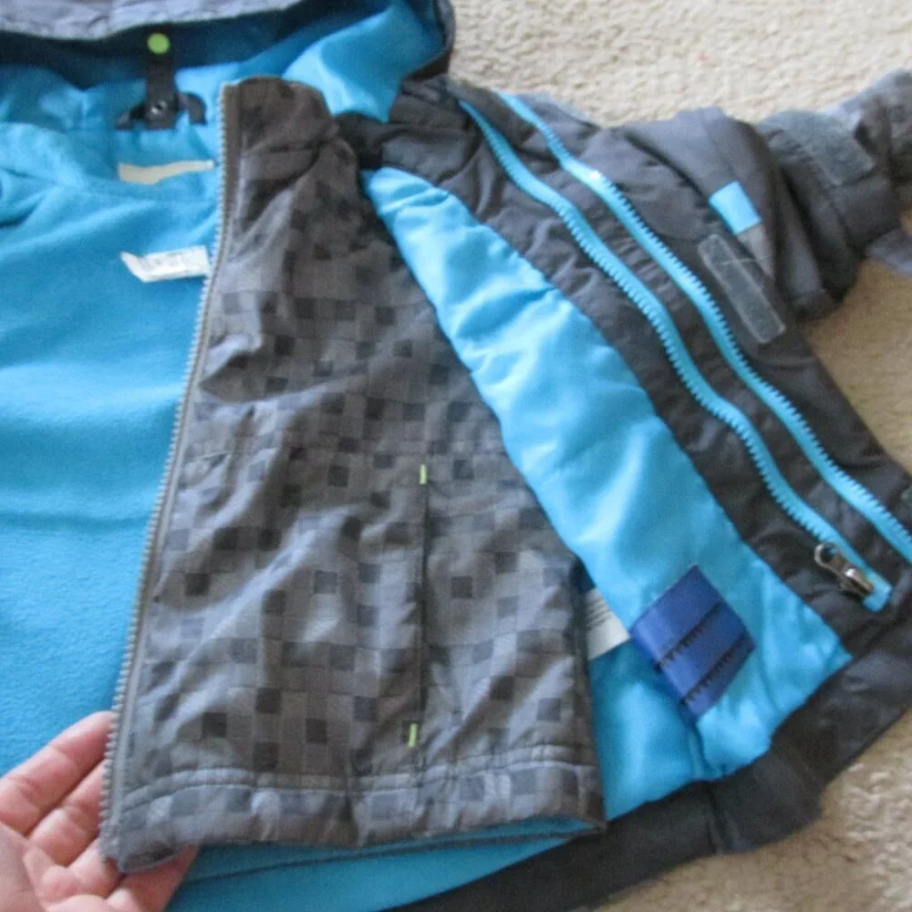 Cherokee Zip Up Hooded Winter Coat Toddler‎ Boys Size 18M Gray Blue Inner Liner